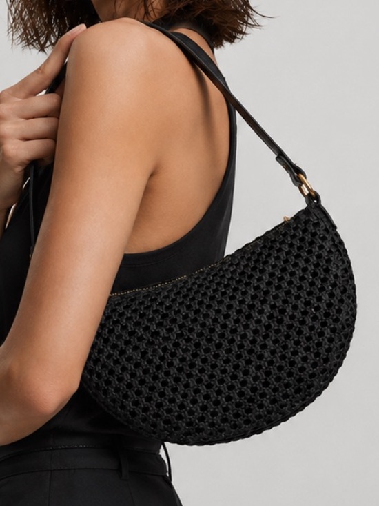 Universal Thread Handbags - Universal Thread Black Woven Shoulder Bag in Black